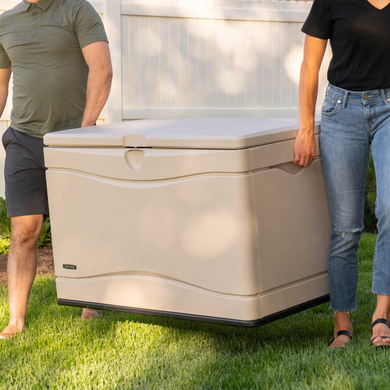 Lifetime 39'' W 80 Gallons Water Resistant Polyethylene Plastic Lockable Deck Box in Desert Sand