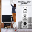 Sorfey Step Ladders 4 - Step Steel Lightweight Folding Step Ladder, Silver/Red