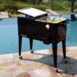 PERMASTEEL 80 qt. Black Classic Outdoor Rolling Patio Cooler with Wheels and Handles PS-203-BLK