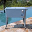 PERMASTEEL 80 qt. Blue Classic Outdoor Rolling Patio Cooler with Wheels and Handles PS-203-BLUE