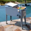PERMASTEEL 80 qt. Blue Classic Outdoor Rolling Patio Cooler with Wheels and Handles PS-203-BLUE