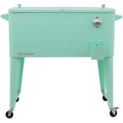 PERMASTEEL 80 qt. Mint Green Classic Outdoor Rolling Patio Cooler with Wheels and Handles PS-203-MINT