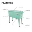 PERMASTEEL 80 qt. Mint Green Classic Outdoor Rolling Patio Cooler with Wheels and Handles PS-203-MINT