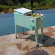 PERMASTEEL 80 qt. Mint Green Classic Outdoor Rolling Patio Cooler with Wheels and Handles PS-203-MINT