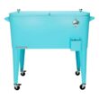 PERMASTEEL 80 qt. Turquoise Classic Outdoor Rolling Patio Cooler with Wheels and Handles PS-203 Turq