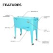 PERMASTEEL 80 qt. Turquoise Classic Outdoor Rolling Patio Cooler with Wheels and Handles PS-203 Turq