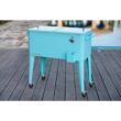 PERMASTEEL 80 qt. Turquoise Classic Outdoor Rolling Patio Cooler with Wheels and Handles PS-203 Turq