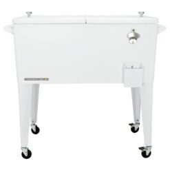 PERMASTEEL 80 qt. White Classic Outdoor Rolling Patio Cooler with Wheels and Handles PS-203 White