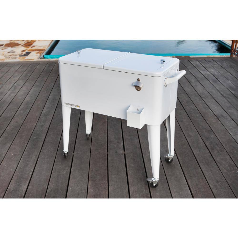 PERMASTEEL 80 qt. White Classic Outdoor Rolling Patio Cooler with Wheels and Handles PS-203 White PERMASTEEL 80 qt. White Classic Outdoor Rolling Patio Cooler with Wheels and Handles PS-203 White