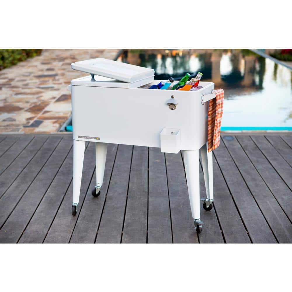 PERMASTEEL 80 qt. White Classic Outdoor Rolling Patio Cooler with Wheels and Handles PS-203 White PERMASTEEL 80 qt. White Classic Outdoor Rolling Patio Cooler with Wheels and Handles PS-203 White