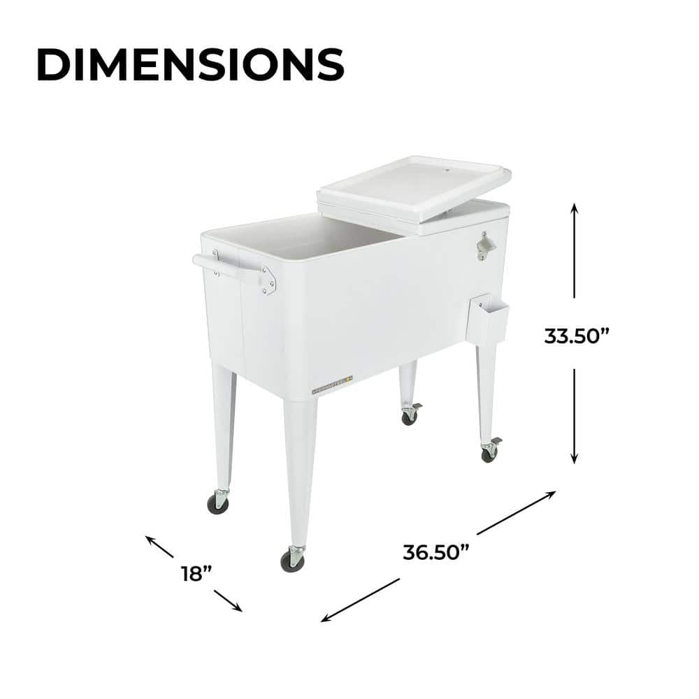 PERMASTEEL 80 qt. White Classic Outdoor Rolling Patio Cooler with Wheels and Handles PS-203 White PERMASTEEL 80 qt. White Classic Outdoor Rolling Patio Cooler with Wheels and Handles PS-203 White