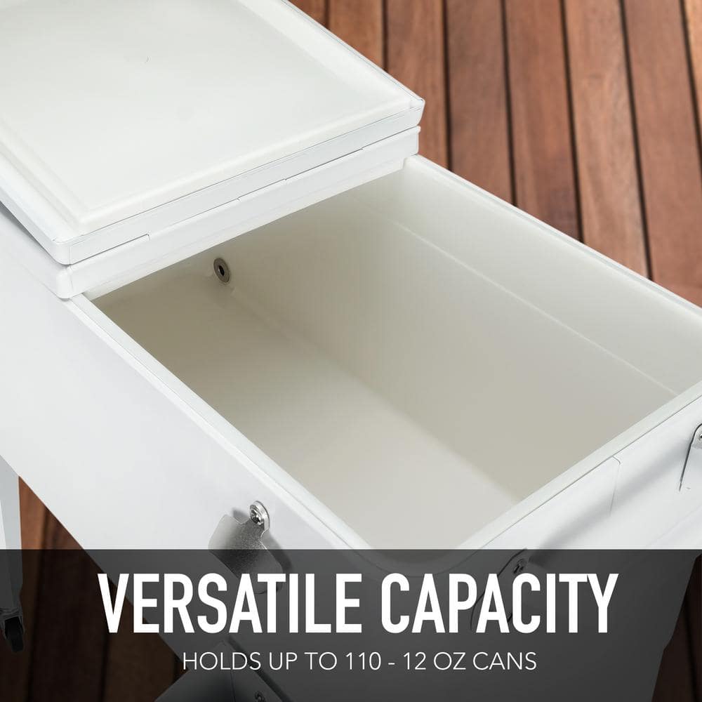 PERMASTEEL 80 qt. White Classic Outdoor Rolling Patio Cooler with Wheels and Handles PS-203 White PERMASTEEL 80 qt. White Classic Outdoor Rolling Patio Cooler with Wheels and Handles PS-203 White