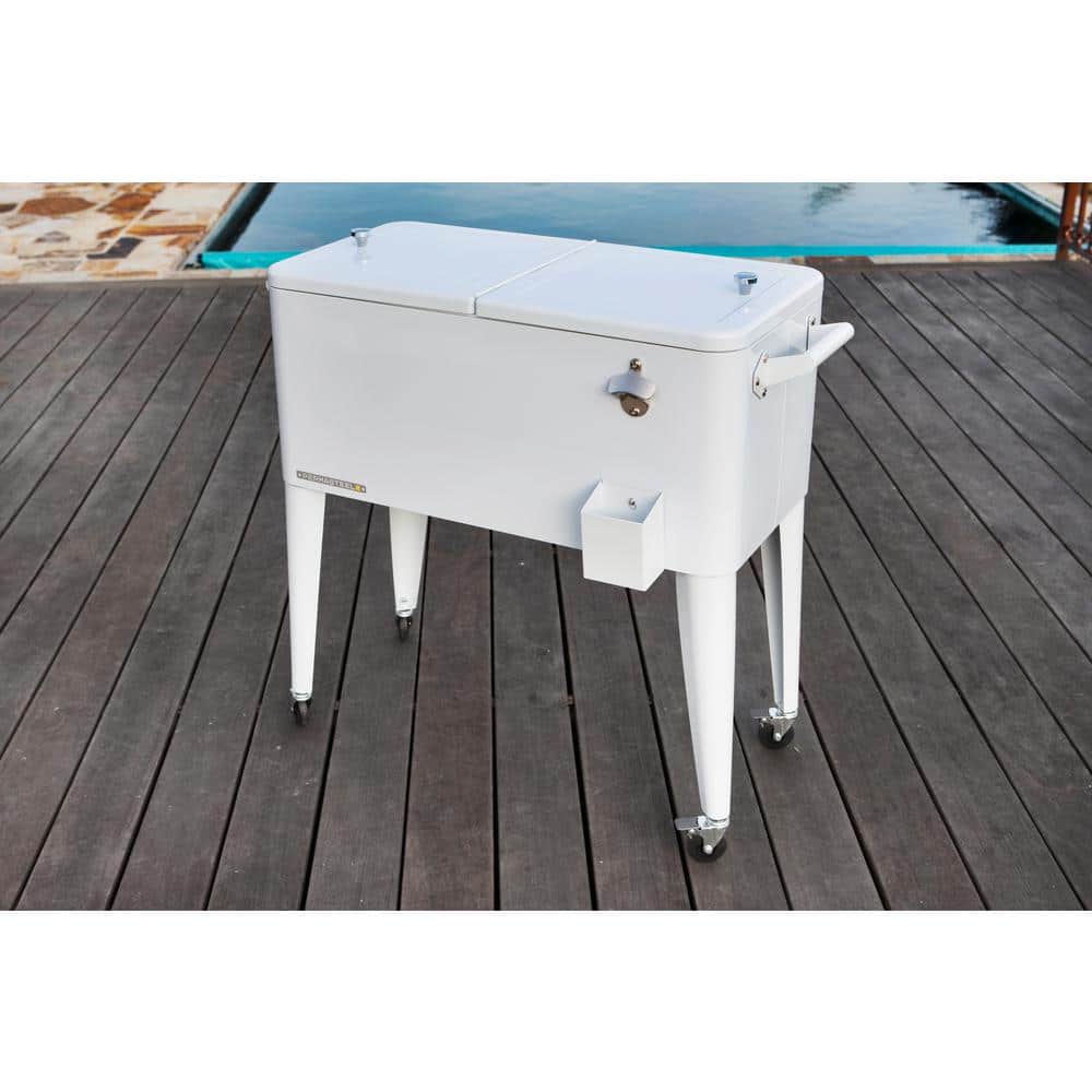 PERMASTEEL 80 qt. White Classic Outdoor Rolling Patio Cooler with Wheels and Handles PS-203 White PERMASTEEL 80 qt. White Classic Outdoor Rolling Patio Cooler with Wheels and Handles PS-203 White