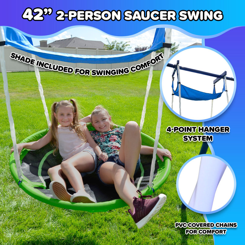 Sportspower Outdoor Rosemead Metal Swing Set with Lifetime Warranty on 6' Double Wall Slide
