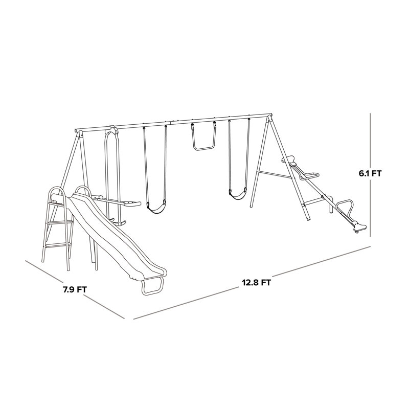 Sportspower Live Oak Swing Set with Lifetime Warranty on 6' Heavy Duty Double Wall Slide