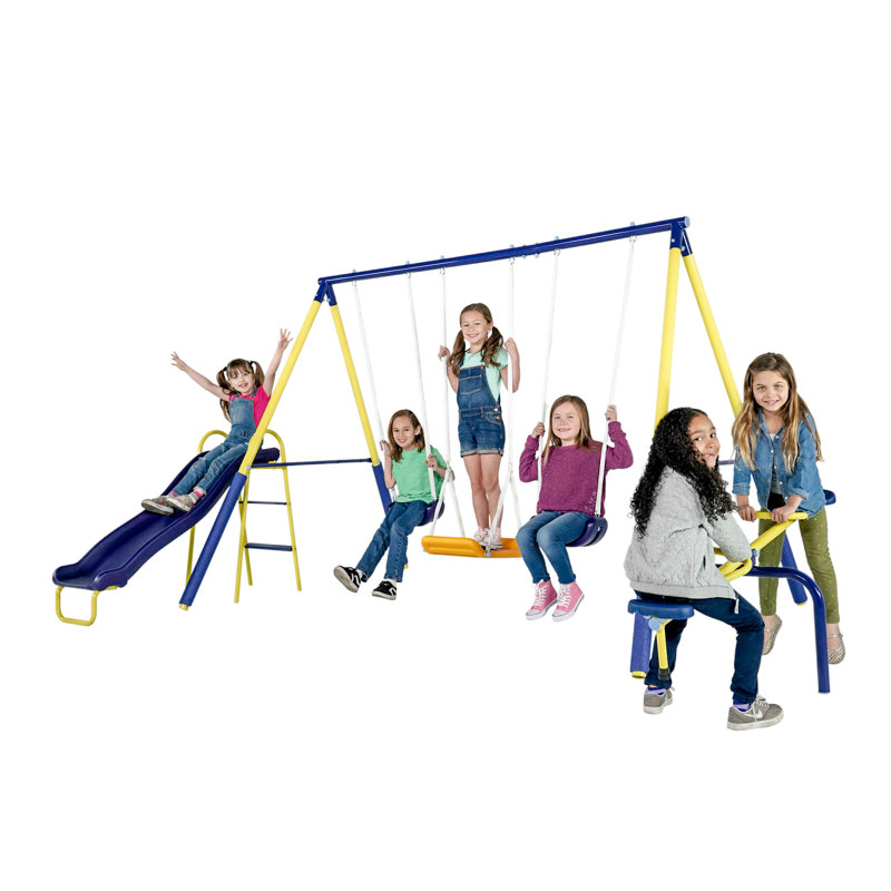 Sportspower Palmview Metal Swing Set with Lifetime Warranty on 5' Double Wall Slide