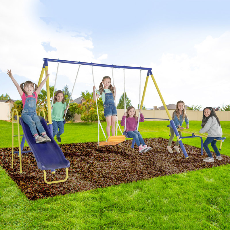 Sportspower Palmview Metal Swing Set with Lifetime Warranty on 5' Double Wall Slide