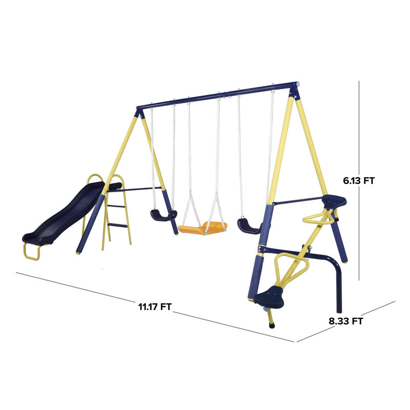 Sportspower Palmview Metal Swing Set with Lifetime Warranty on 5' Double Wall Slide