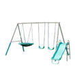 Sportspower Super Fun Metal Swing Set with Padded Saucer Swing & Lifetime Warranty on 5' Slide