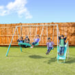 Sportspower Super Fun Metal Swing Set with Padded Saucer Swing & Lifetime Warranty on 5' Slide