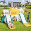 Joyldias 70.9'' W 9 In 1 Plastic Climber Toddler Slide, Toddler Playground With Double Slides,, Yellow/Green