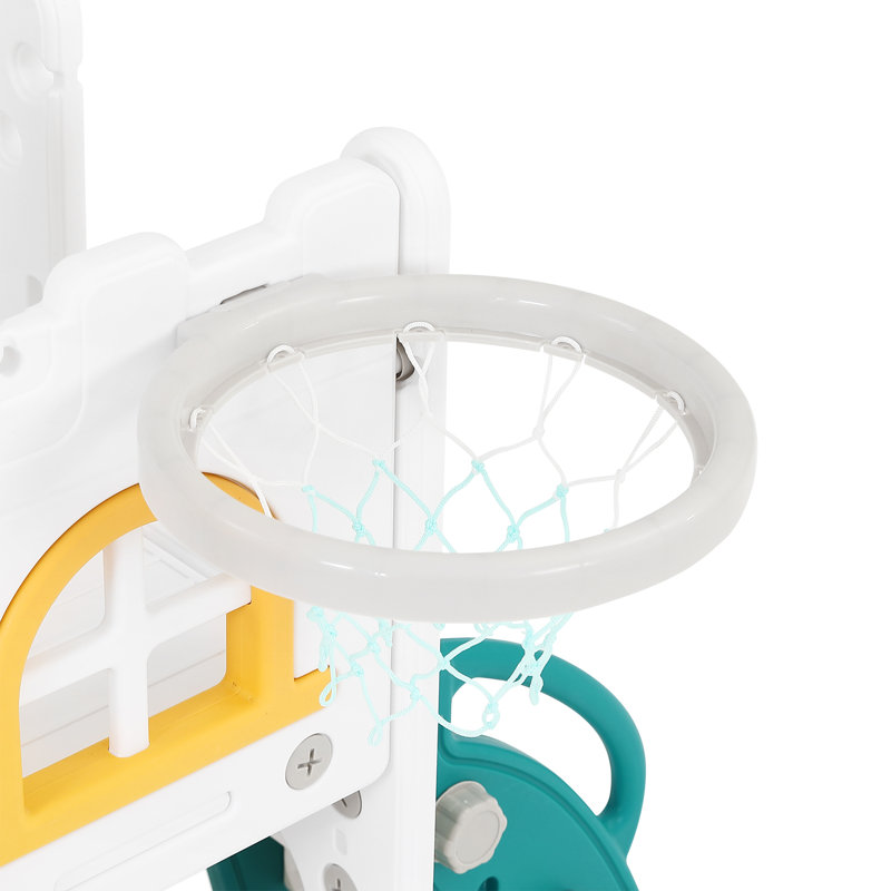 Joyldias 70.9'' W 9 In 1 Plastic Climber Toddler Slide, Toddler Playground With Double Slides,, Yellow/Green