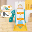 Joyldias 70.9'' W 9 In 1 Plastic Climber Toddler Slide, Toddler Playground With Double Slides,, Yellow/Green