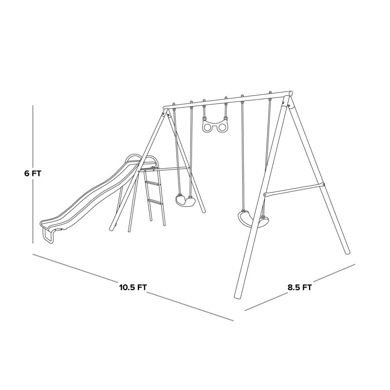 Sportspower Sierra Vista Metal Swing Set with Lifetime Warranty on 5' Double Wall Slide