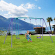Outsunny Metal Swing Set with 2 Swing(s), Dark Blue/Purple