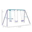 Outsunny Metal Swing Set with 2 Swing(s), Dark Blue/Purple