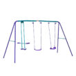 Outsunny Metal Swing Set with 2 Swing(s), Dark Blue/Purple