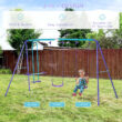 Outsunny Metal Swing Set with 2 Swing(s), Dark Blue/Purple