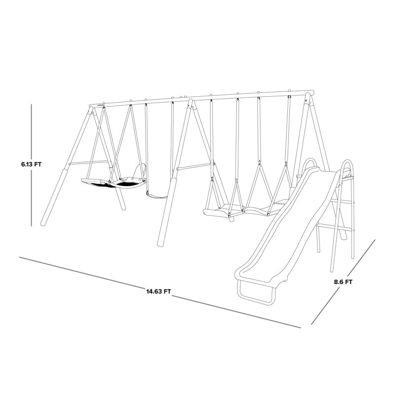 Sportspower Super Surfer Metal Swing Set with Lifetime Warranty on 6' Double Wall Slide