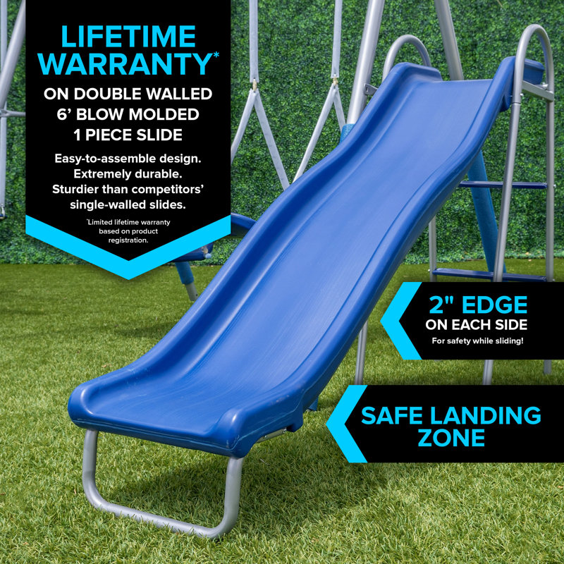 Sportspower Super Surfer Metal Swing Set with Lifetime Warranty on 6' Double Wall Slide