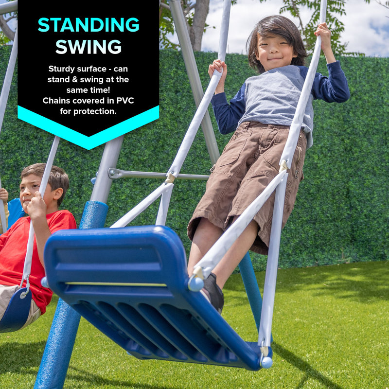 Sportspower Super Surfer Metal Swing Set with Lifetime Warranty on 6' Double Wall Slide