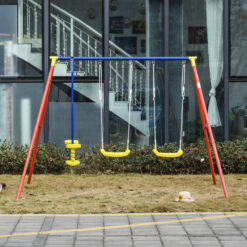 Outsunny Metal Swing Set with 2 Swing(s), Multicolor