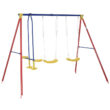 Outsunny Metal Swing Set with 2 Swing(s), Multicolor