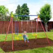 Outsunny Metal Swing Set with 2 Swing(s), Multicolor
