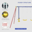 Outsunny Metal Swing Set with 2 Swing(s), Multicolor