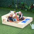Outsunny 47.25'' x 15.75'' Solid Wood Square Sandbox
