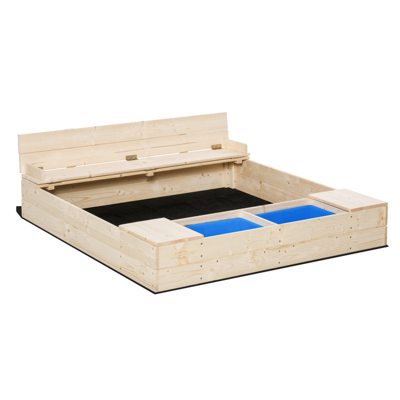 Outsunny 47.25'' x 15.75'' Solid Wood Square Sandbox