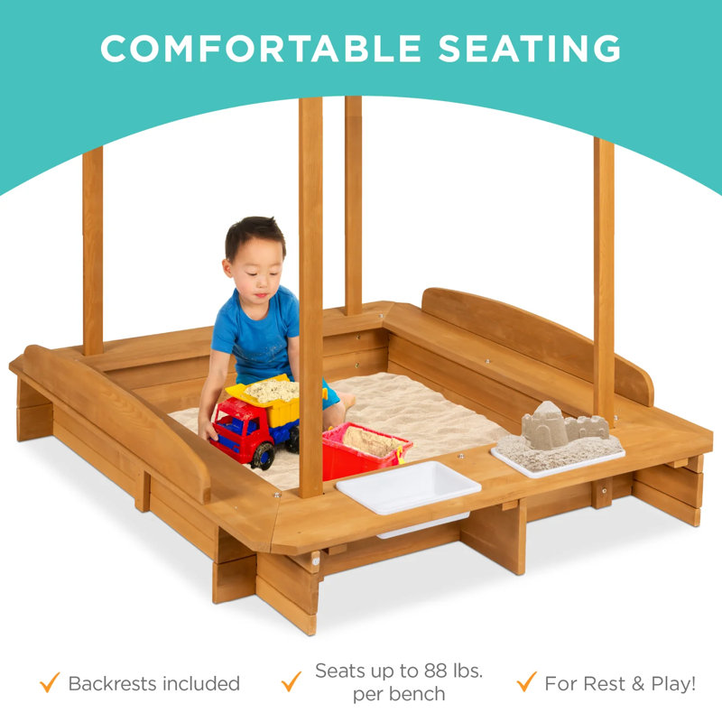 Best Choice Products 50.5'' x 47.5'' Solid Wood Square Sandbox