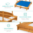 Best Choice Products 50.5'' x 47.5'' Solid Wood Square Sandbox