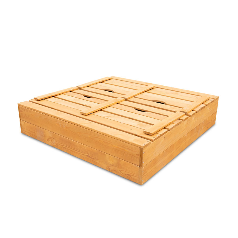 Sportspower 47.2'' x 18.7'' Solid Wood Rectangular Sandbox with Cover