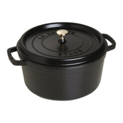 La Cocotte Cast Iron Round Cocotte, Black Matte, 7 quarts