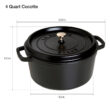 La Cocotte Cast Iron Round Cocotte, Black Matte, 7 quarts