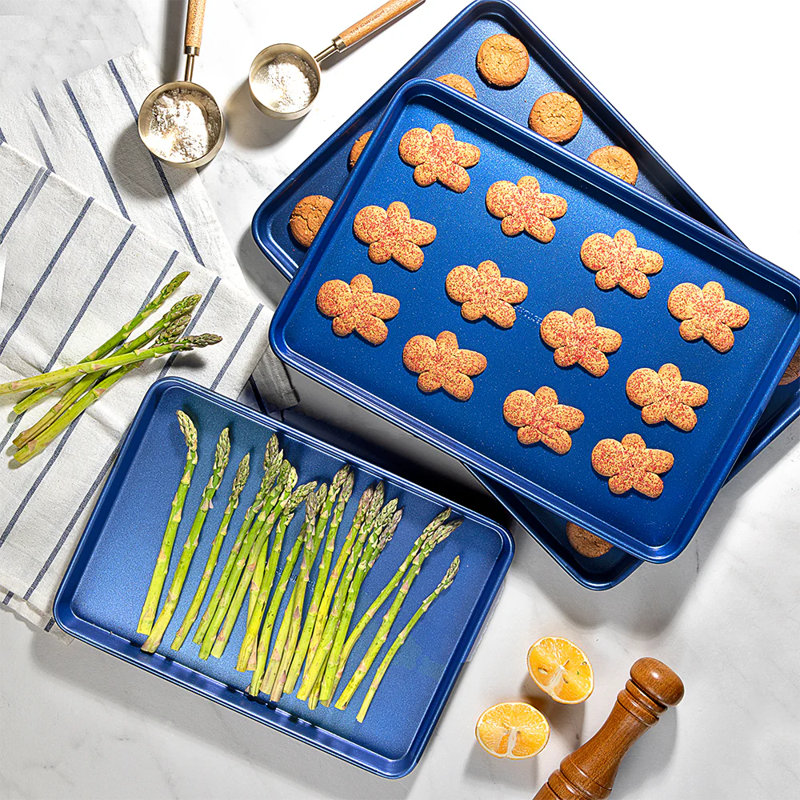 Blue 20 Piece Aluminum Non Stick Cookware & Bakeware Set with Ultra Nonstick Surface, Oven & Dishwasher Safe, Blue