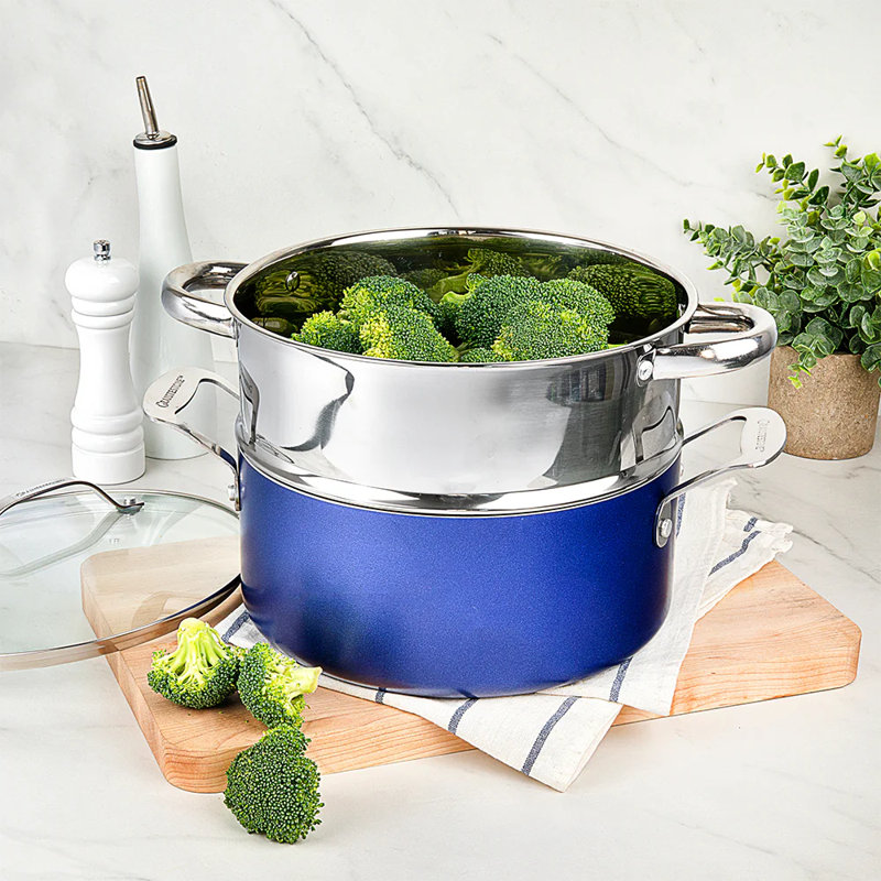 Blue 20 Piece Aluminum Non Stick Cookware & Bakeware Set with Ultra Nonstick Surface, Oven & Dishwasher Safe, Blue