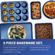Blue 20 Piece Aluminum Non Stick Cookware & Bakeware Set with Ultra Nonstick Surface, Oven & Dishwasher Safe, Blue