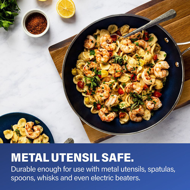 Blue 20 Piece Aluminum Non Stick Cookware & Bakeware Set with Ultra Nonstick Surface, Oven & Dishwasher Safe, Blue